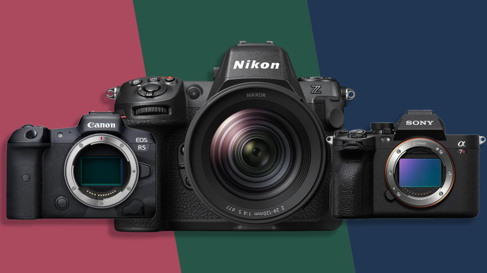 Nikon Z8 side by side with Canon EOS R5 and Sony A7R V
