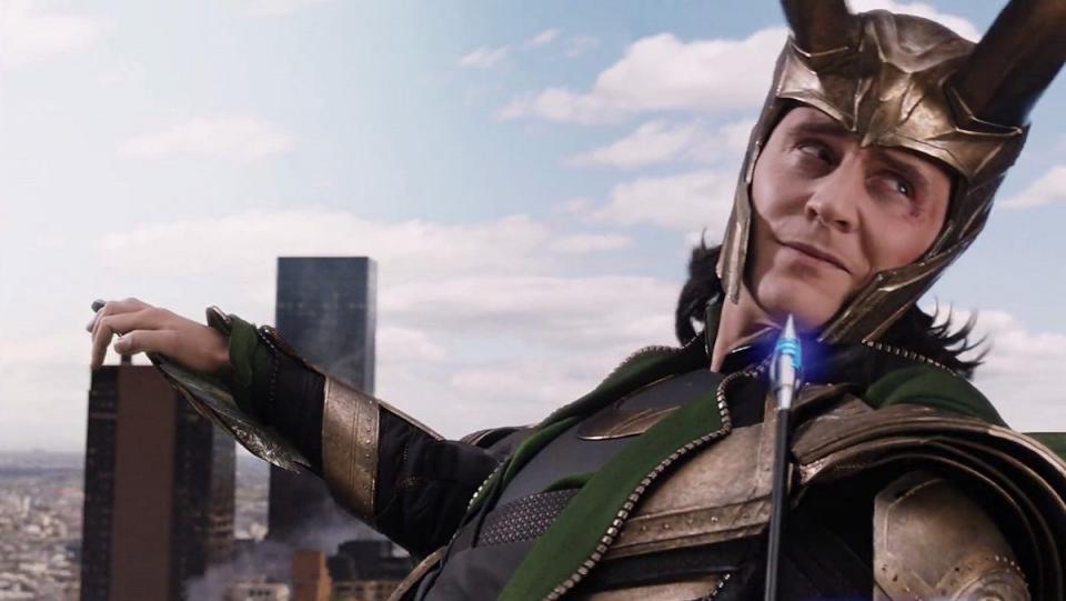 Loki in the first Avengers film, played by Tom Hiddleston.