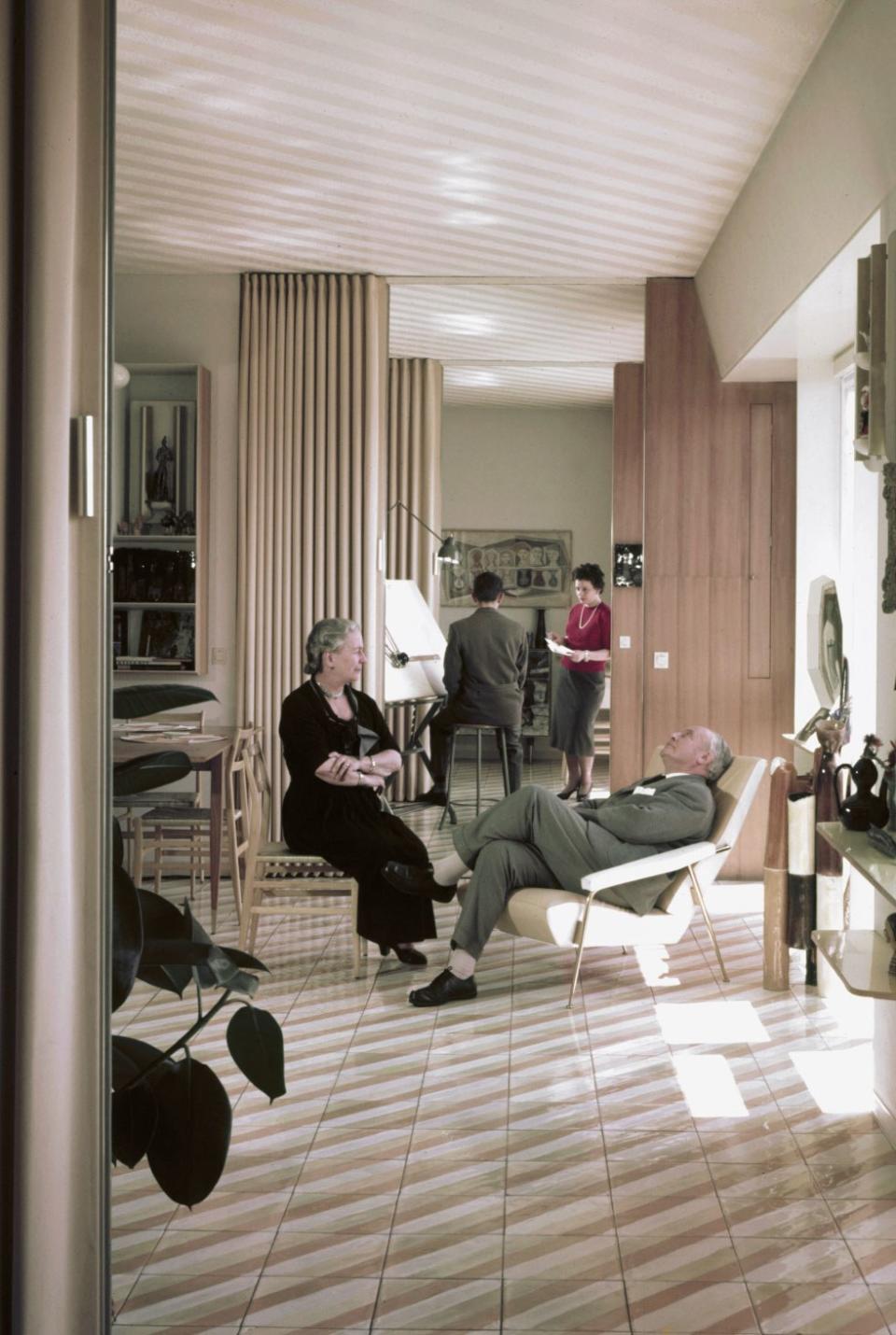 Gio Ponti and Giulia Ponti at their Milan home, Via Dezza, in 1957.