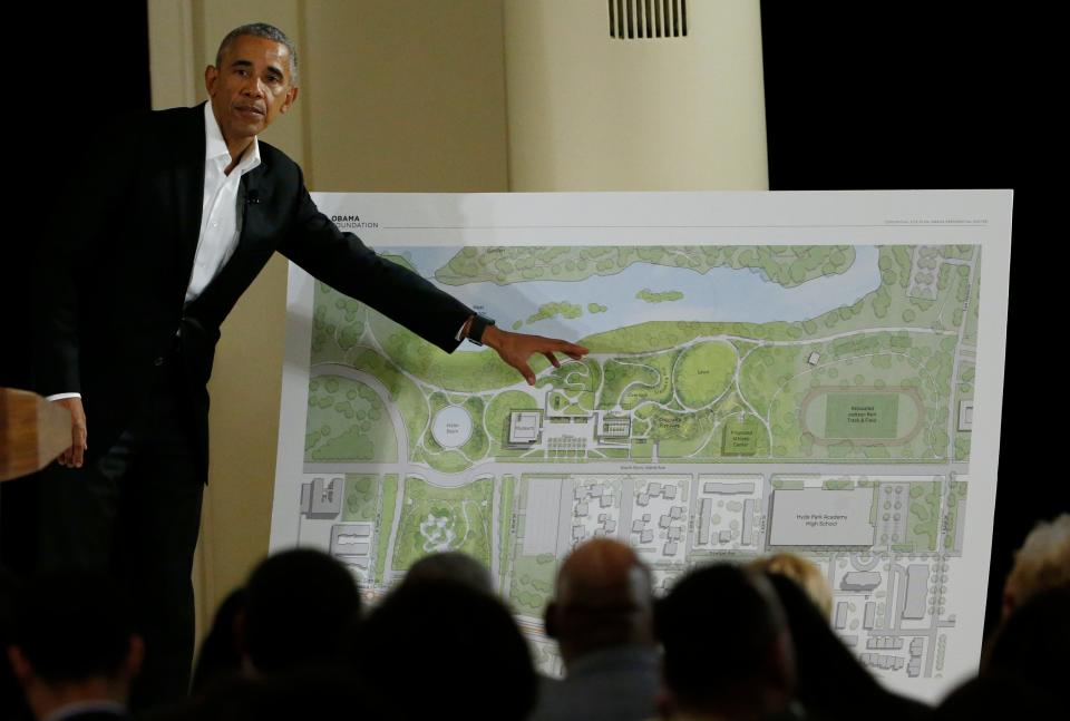 Former President Barack Obama speaks at a community event on the Presidential Center at the South Shore Cultural Center, Wednesday, May 3, 2017, in Chicago.