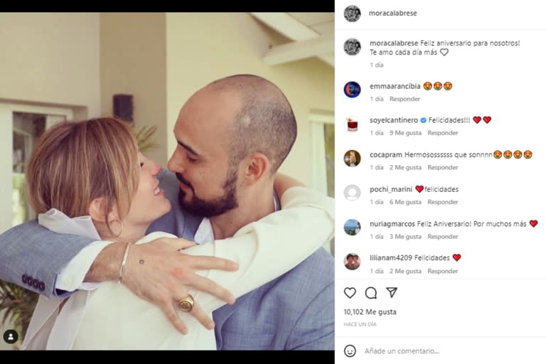 Mora también le dedicó unas emotivas palabras a su marido (Foto: Instagram @moracalabrese)