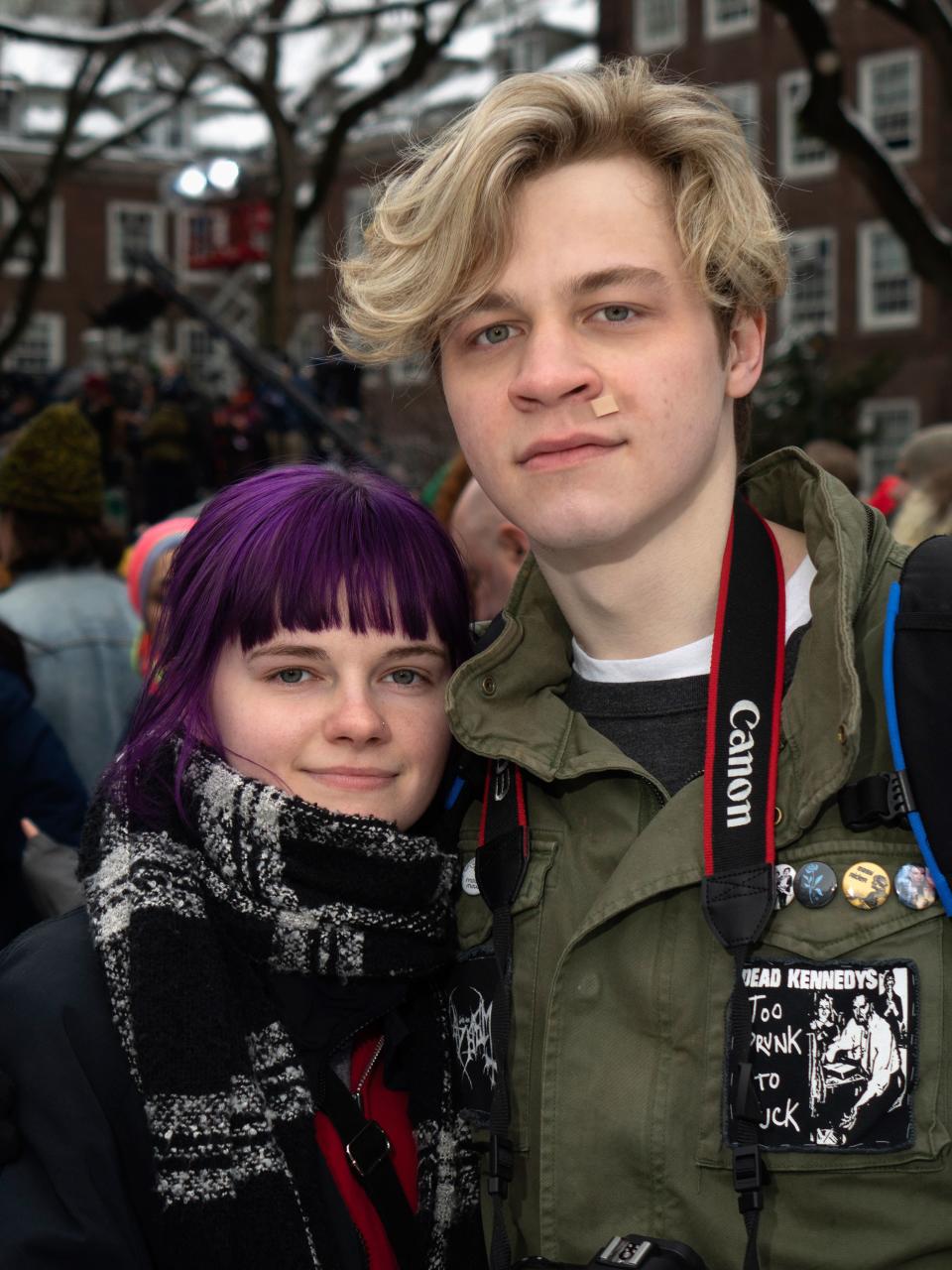 Wells, with Ally, both freshmen at NYU: “We came down because she’s subscribed to the [Sanders] email list so we got an email. . .Bernie is the candidate I’m most excited for in the Democratic primary. There are others that I’m hopeful about like [Elizabeth Warren], but when it comes to actual left-wing politics from someone who has a chance of winning, I don’t think anybody has a better chance than Bernie."