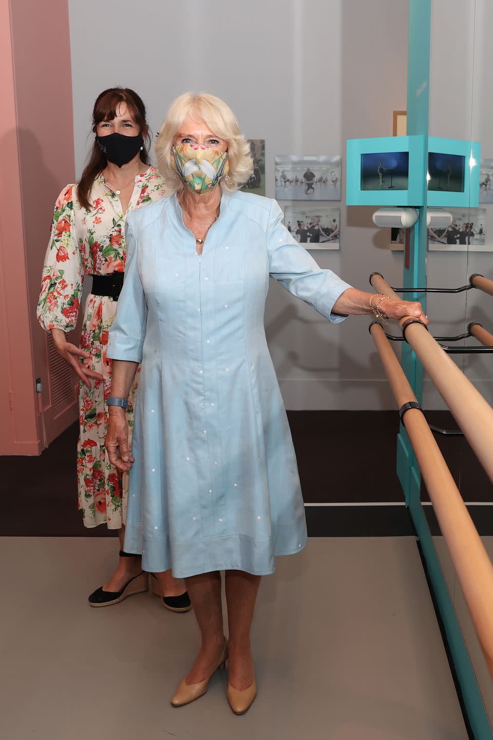 <p>The Duchess of Cornwall showed off her first position at the ballet barre while visiting the On Point: Royal Academy of Dance at 100 display at the V&A.</p>