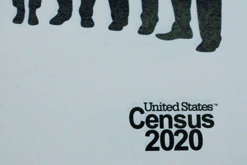 FILE PHOTO: An informational pamphlet is displayed at an event for community activists and local government leaders to mark the one-year-out launch of the 2020 Census efforts in Boston