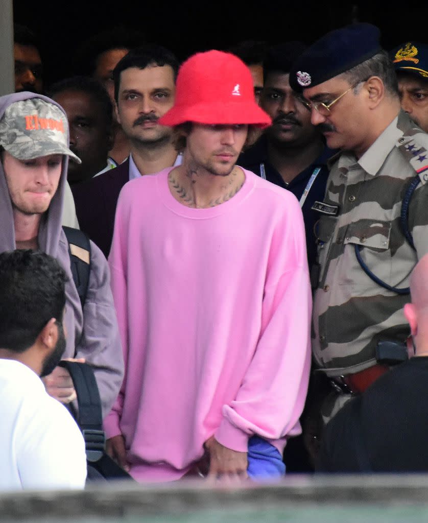 Justin Bieber a su llegada a Mumbai