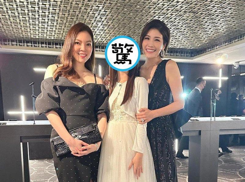 曾馨瑩（左）昨帶女兒妞妞（中）參加慈善晚宴，右為蔣雅淇。（翻攝蔣雅淇臉書）