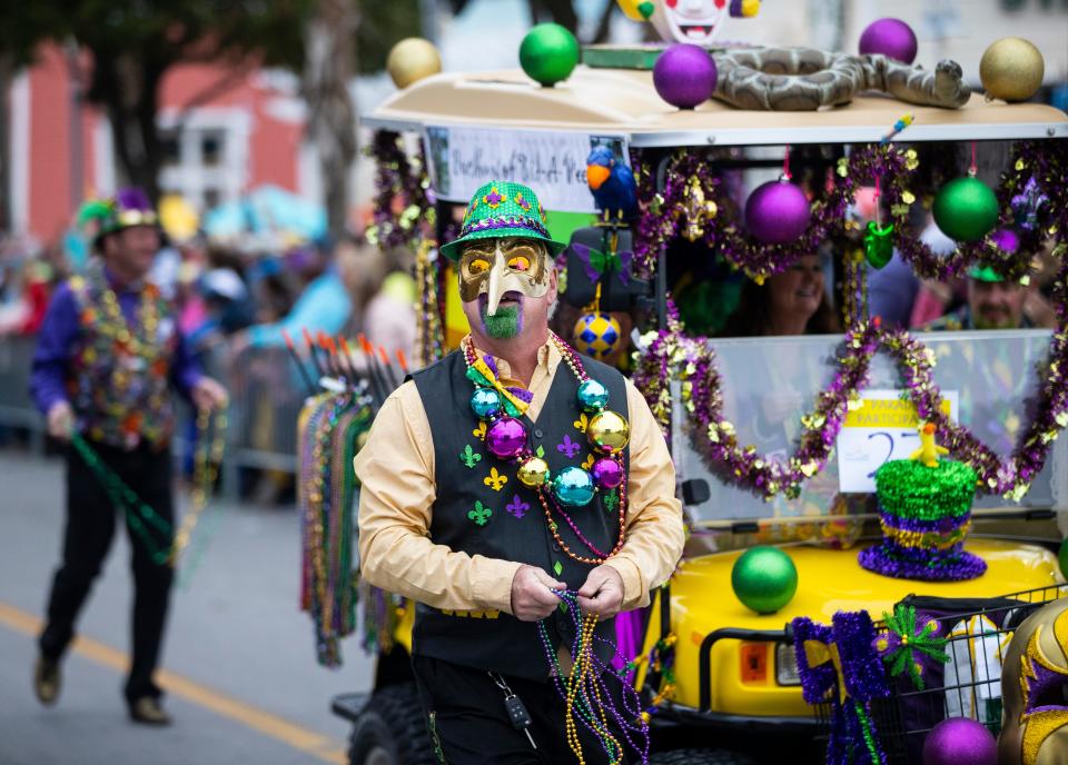 Panama City Beach celebrated Mardi Gras with a parade through Pier Park Saturday, February 12, 2022.