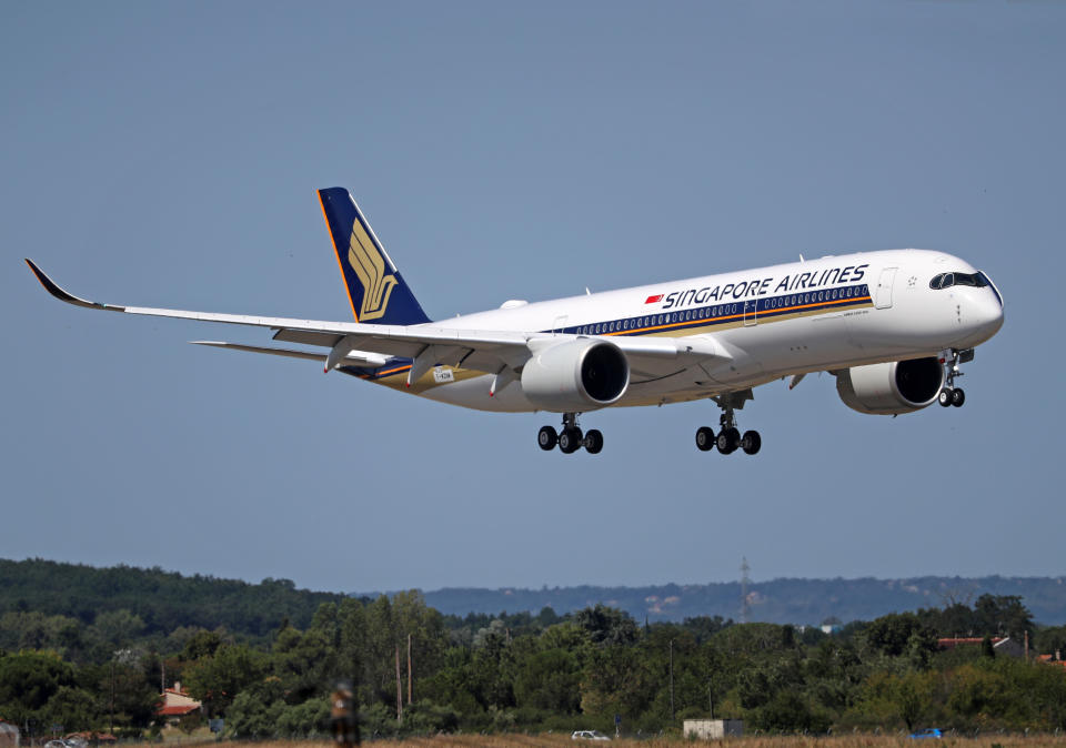 SIA Airbus A350-941 at Toulouse Blagnac airport, in Toulouse, on 27 July 2023.  