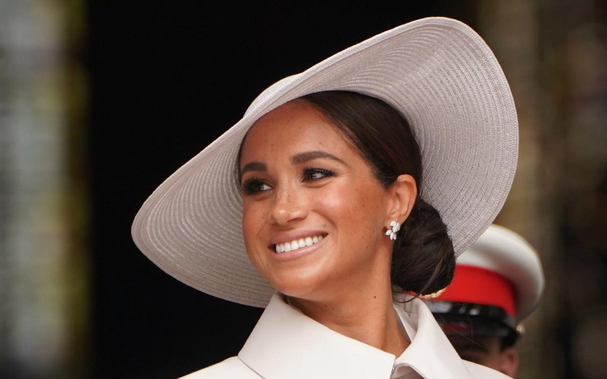 The Duchess of Sussex leaves the National Service of Thanksgiving at St Paul's Cathedral, London, on day two of the Platinum Jubilee celebrations for Queen Elizabeth II. - Kirsty O'Connor/PA