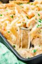 <p>Penne tossed with creamy alfredo sauce, chicken, and (a lot) of mozzarella — need we say more?</p><p>Get the <a href="https://www.delish.com/uk/cooking/recipes/a29560066/chicken-alfredo-bake-recipe/" rel="nofollow noopener" target="_blank" data-ylk="slk:Chicken Alfredo Bake;elm:context_link;itc:0;sec:content-canvas" class="link ">Chicken Alfredo Bake</a> recipe.</p>