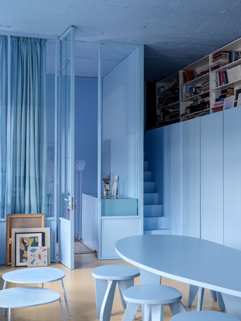 A baby blue loft