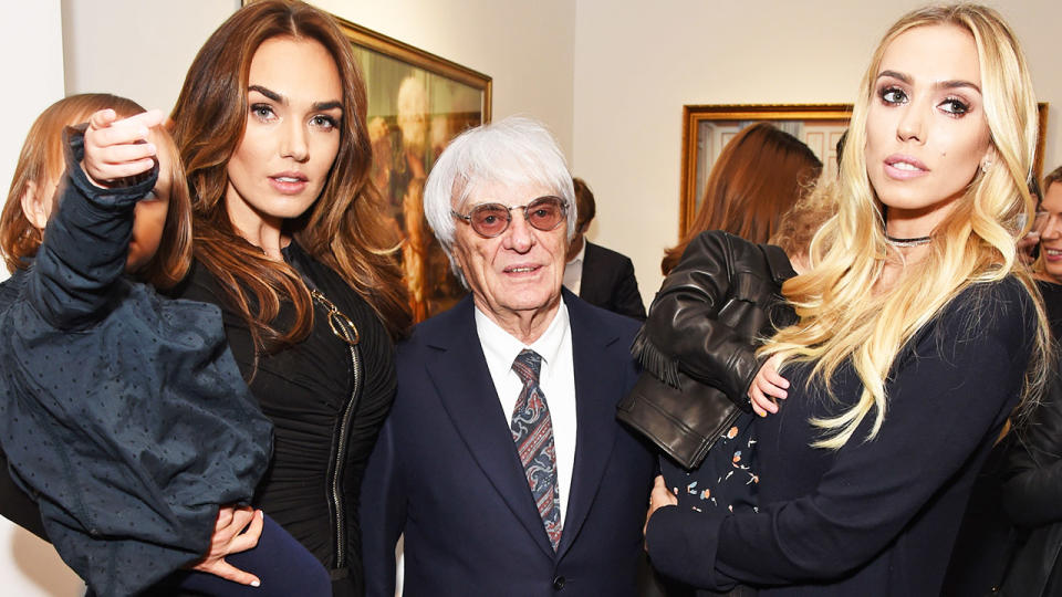 Bernie Ecclestone, pictured here with daughters Tamara and Petra in 2016.