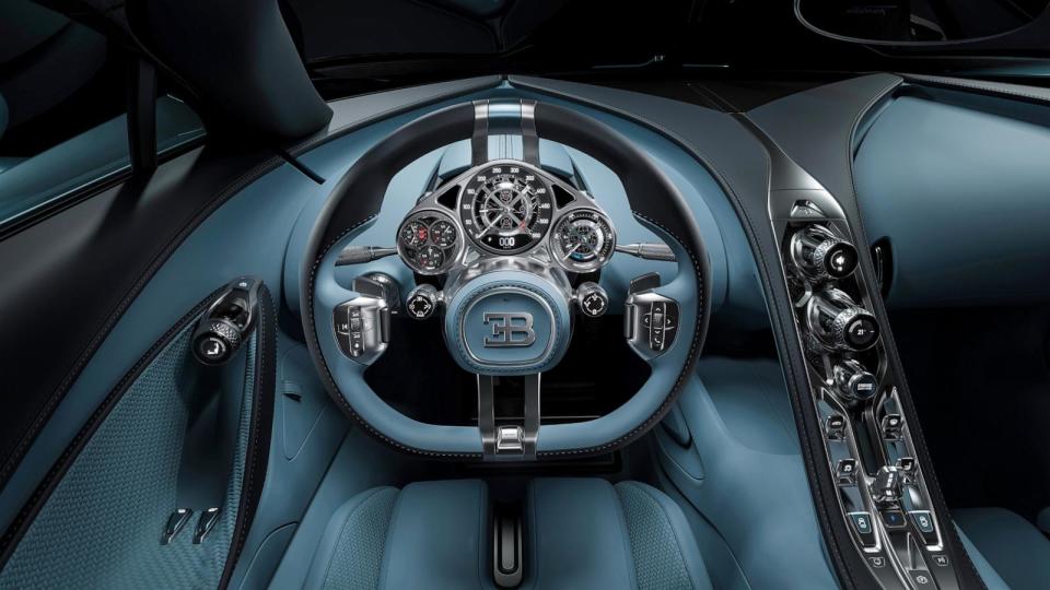 PHOTO: The car's instrument cluster is constructed from titanium as well gemstones such as sapphire and ruby. (Bugatti )