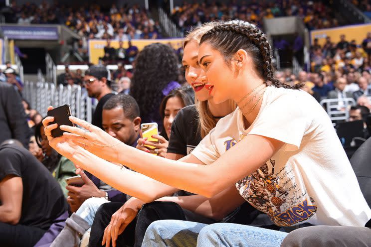 Kendall Jenner takes a selfie. (Photo: Getty Images)