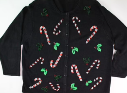 Beaded Candy Canes. Extra Large, Christmas Sweater, where to buy ugly christmas sweaters