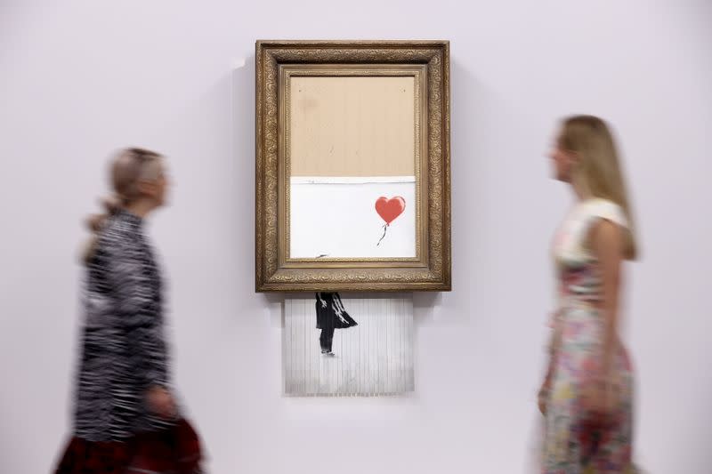 Banksy's 'Love is in the Bin' photocall at Sotheby's