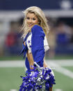 <p>A Dallas Cowboys cheerleader performs during the NFL football game between the Dallas Cowboys and the Kansas City Chiefs on November 5, 2017 at AT&T Stadium in Arlington, Texas. (Photo by Matthew Visinsky/Icon Sportswire via Getty Images) </p>