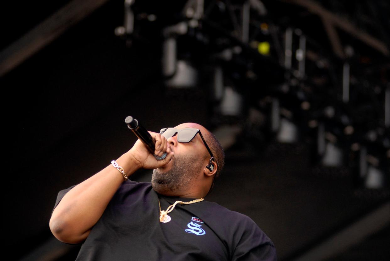 Killer Mike, seen rapping at the Louder Than Life music festival in Louisville, Kentucky, on Sept. 24, 2023, will peform in Des Moines at the 80/35 Music Festival in 2024.