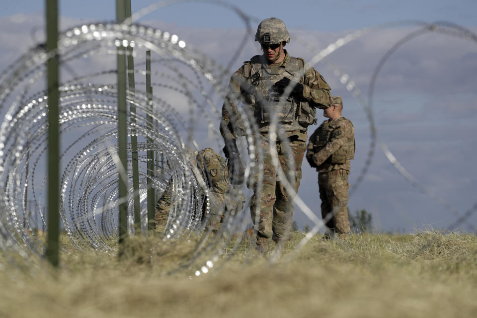 U.S. troops deployed along the U.S.-Mexico border