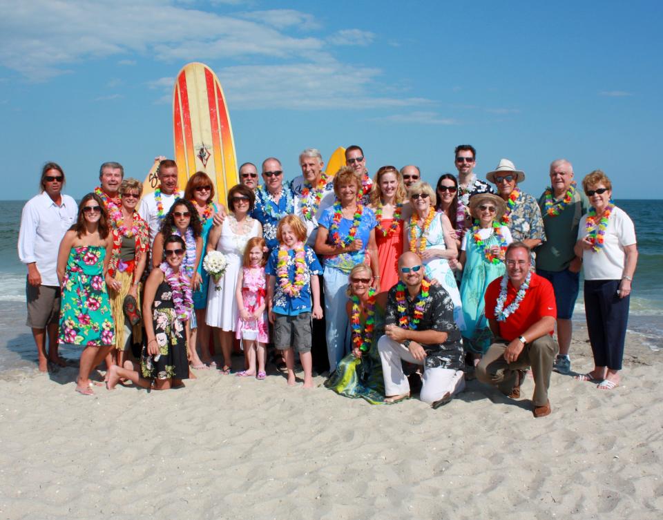 Beth Miller and her family celebrated both a wedding and a 50th wedding anniversary on the beach in Long Beach Island.