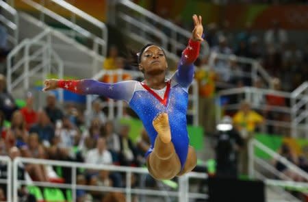 2016 Rio Olympics - Artistic Gymnastics - Final - Women's Floor Final - Rio Olympic Arena - Rio de Janeiro, Brazil - 16/08/2016. Simone Biles (USA) of USA competes.  REUTERS/Mike Blake  
Picture Supplied by Action Images