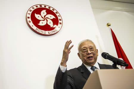 Former Hong Kong Chief Executive Tung Chee-hwa addresses a news conference in Hong Kong September 3, 2014. REUTERS/Xaume Olleros/Pool