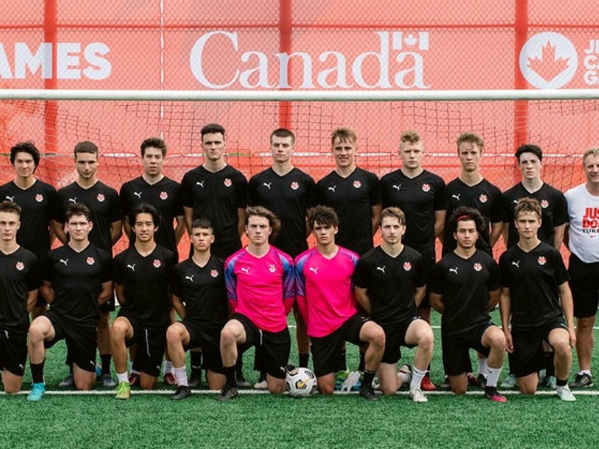 The Yukon men's soccer team won against Nova Scotia on Monday, the first time the team has won against a provincial team. (Sarah Lewis - image credit)