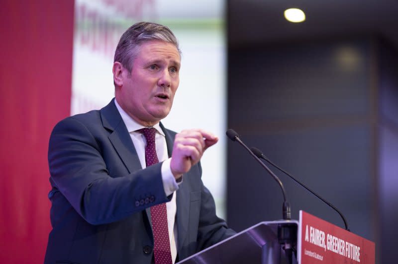 British Labour Party Leader Keir Starmer delivers a Jan. 2023 speech at a Labour Party Conference in London. “After 14 years under the tories, nothing seems to work anymore” Starmer said Wednesday as he laid out his grievances against his conservative colleagues, adding how “the list goes on and on.” File Photo By Tolga Akmen/EPA-EFE