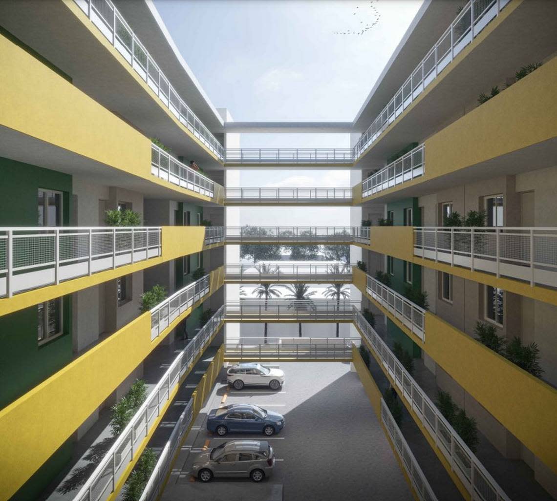 Asking rents are expected to start at $2,000 a 375-square-foot apartment. Above: A rendering of the workforce housing development Mia.