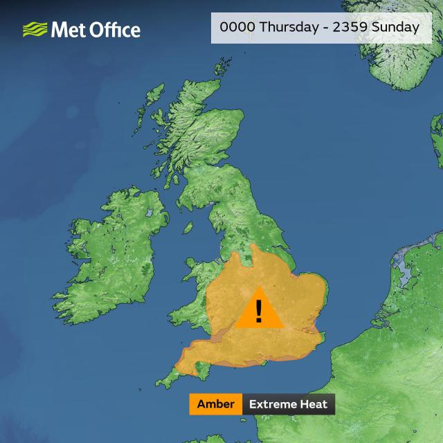 Exact date amber weather warning for extreme heat will hit with 'danger to  life' alert after 33C scorcher