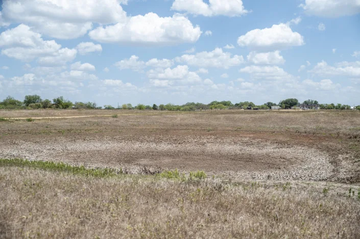 A dried-up pond in Smithville, Texas