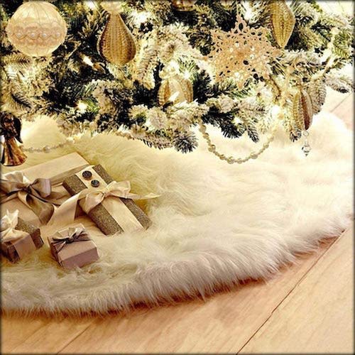 AOGU 48-Inch Faux Fur Christmas Tree Skirt