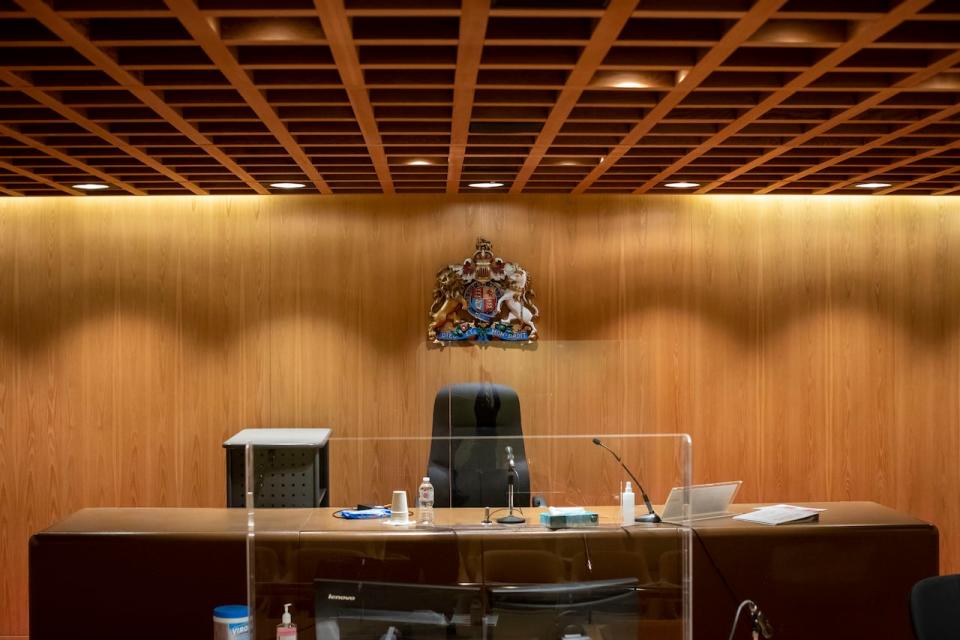 Interior of a courtroom at the BC Supreme Court in Vancouver, British Columbia on Tuesday, January 25, 2022. 