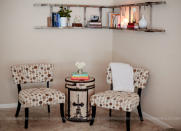 <body> <p>A corner shelf is difficult to find in stores, but it's easy enough to make your own. Here, an <a rel="nofollow noopener" href=" http://www.bobvila.com/slideshow/9-new-things-to-do-with-old-ladders-48566?#.V7ySrJMrIcg?bv=yahoo" target="_blank" data-ylk="slk:old ladder;elm:context_link;itc:0;sec:content-canvas" class="link ">old ladder</a> does double duty as a storage shelf and a unique focal point for the room.</p> <p><strong>Related: <a rel="nofollow noopener" href=" http://www.bobvila.com/slideshow/20-insanely-easy-ways-to-build-your-own-furniture-49790?#.V796VZMrKRs?bv=yahoo" target="_blank" data-ylk="slk:20 Insanely Easy Ways to Build Your Own Furniture;elm:context_link;itc:0;sec:content-canvas" class="link ">20 Insanely Easy Ways to Build Your Own Furniture</a> </strong> </p> </body>