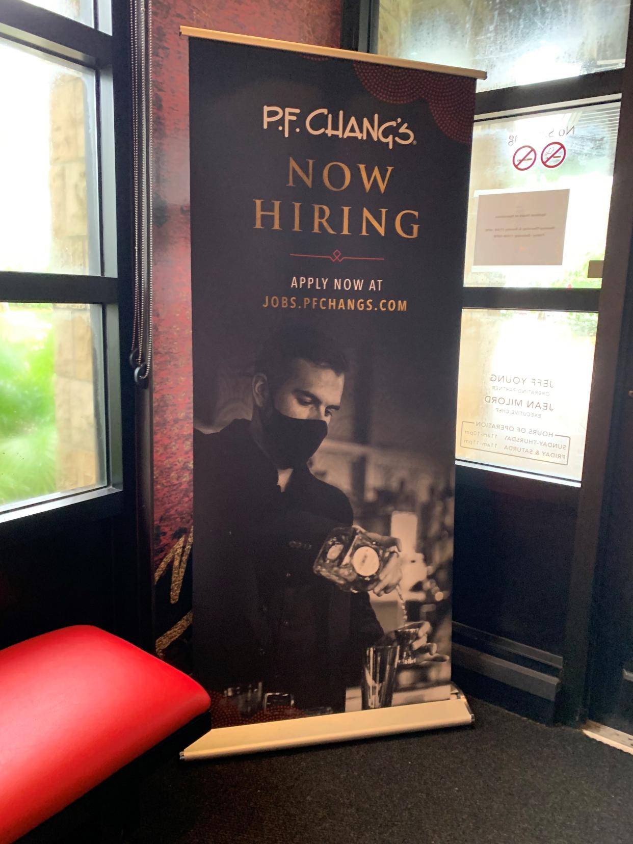 Many restaurants, such as P.F. Chang's at Gulf Coast Town Center in south Lee County, have hiring signs up.