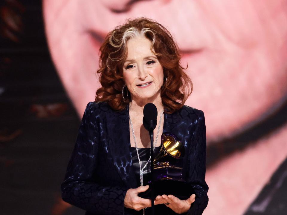 Bonnie Raitt accepts the Song Of The Year award for “Just Like That” onstage during the 65th GRAMMY Awards at Crypto.com Arena on February 05, 2023 in Los Angeles, California. (Photo by Kevin Winter/Getty Images for The Recording Academy) (Kevin Winter/Getty Images for The Recording Academy)