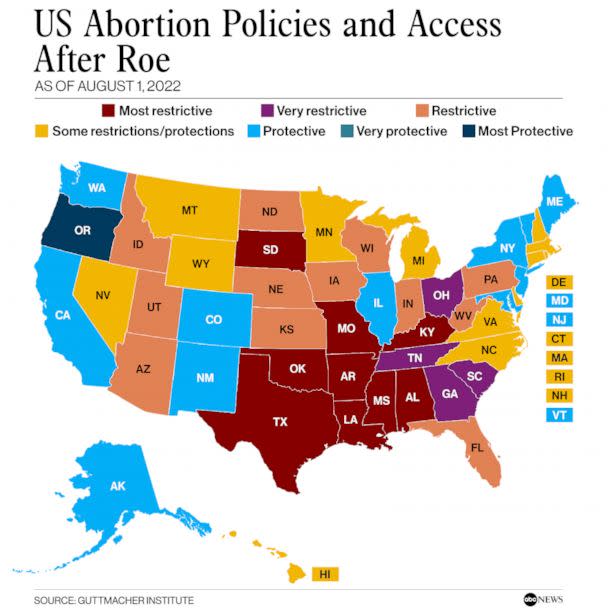PHOTO: US Abortion Policies and Access After Roe (ABC News Photo Illustration)