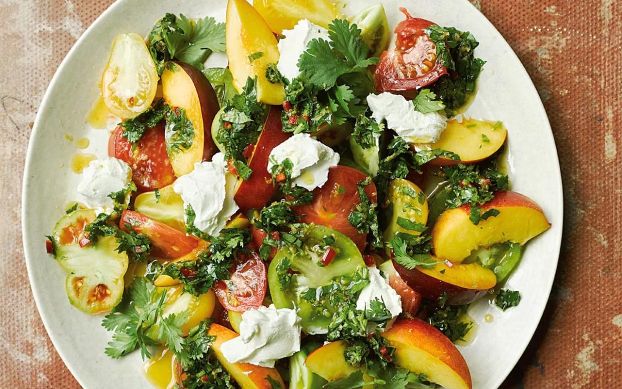 Salad of tomatoes, nectarines and labneh with chermoula - Haarala Hamilton and Valerie Berry