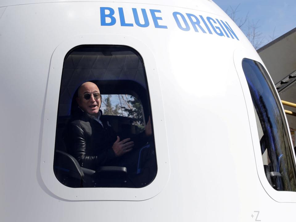 jeff bezos inside new shepard crew capsule