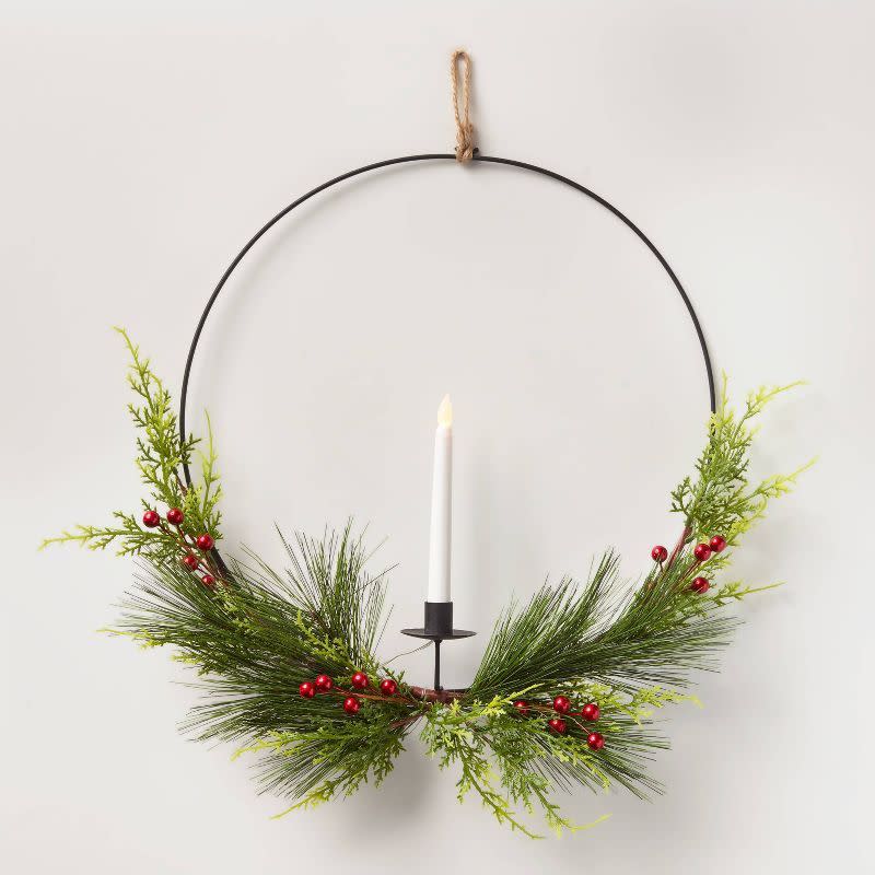 Pre-lit LED Black Hoop Greenery