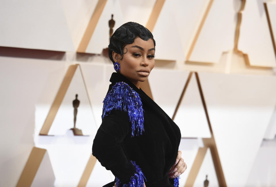 FILE - Blac Chyna arrives at the Oscars on Sunday, Feb. 9, 2020, at the Dolby Theatre in Los Angeles. A jury has been seated and opening statements are set to begin Tuesday, April 19, 2022, in a trial that pits model and former reality television star Blac Chyna against the Kardashian family, who she alleges destroyed her TV career. (Photo by Richard Shotwell/Invision/AP, File)