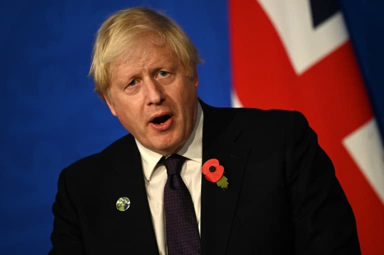 Le Premier ministre britannique Boris Johnson lors d'un point presse, le 14 novembre 2021 à Londres - DANIEL LEAL © 2019 AFP