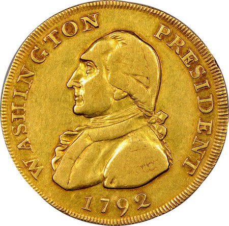 A one-of-a-kind gold coin believed to have once been a cherished memento of U.S. President George Washington is displayed in this handout image released June 12, 2018. Numismatic Guarantee Corporation/Handout via REUTERS