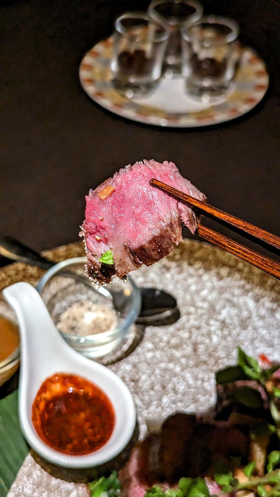 A perfect slice of steak heaven with the Japanese Ichibo A5 Wagyu