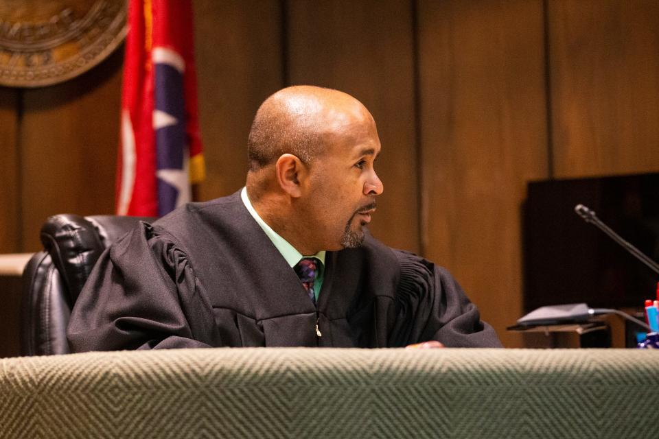 Judge James Jones Jr. speaks during a court appearance for the five former Memphis Police Department officers charged with the killing of Tyre Nichols at Shelby County Criminal Court in Memphis, Tenn., on Friday, June 23, 2023. 