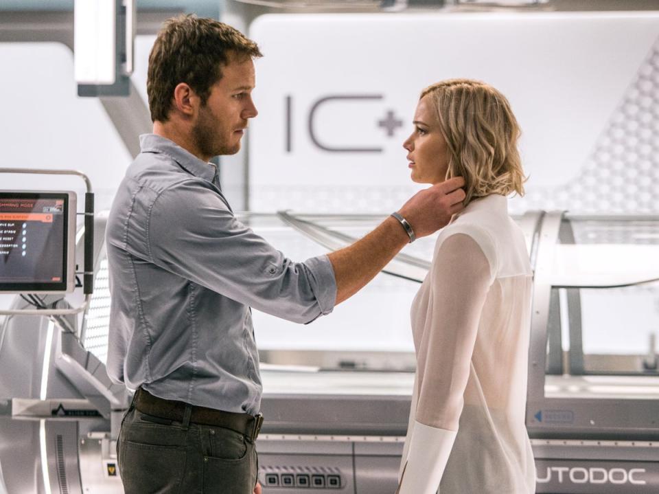 Chris Pratt and Jennifer Lawrence in ‘Passengers' (Columbia)