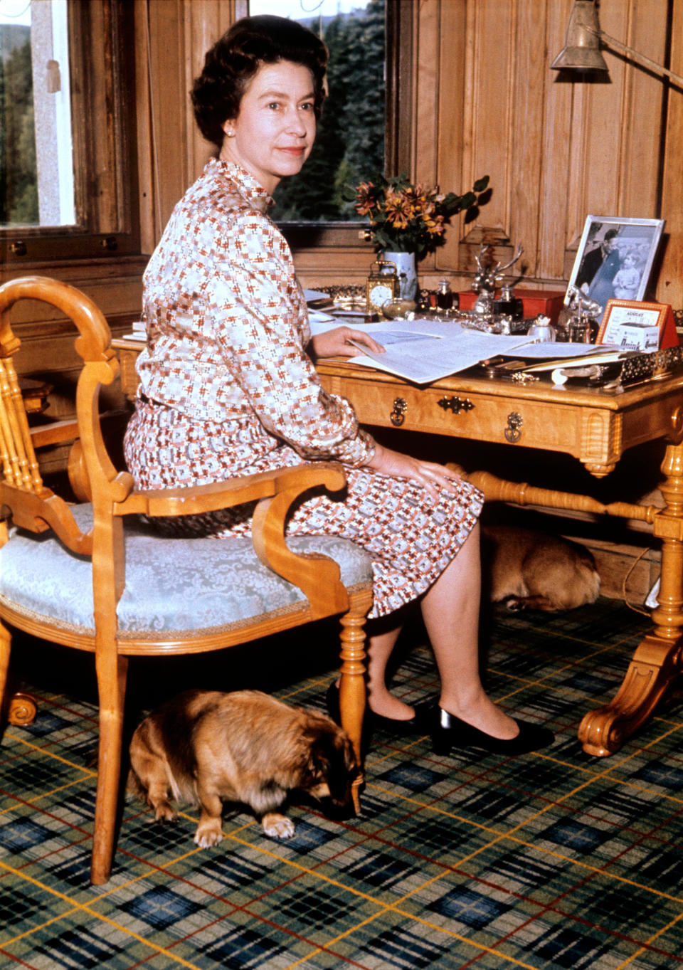 The Queen in her study at Balmoral.