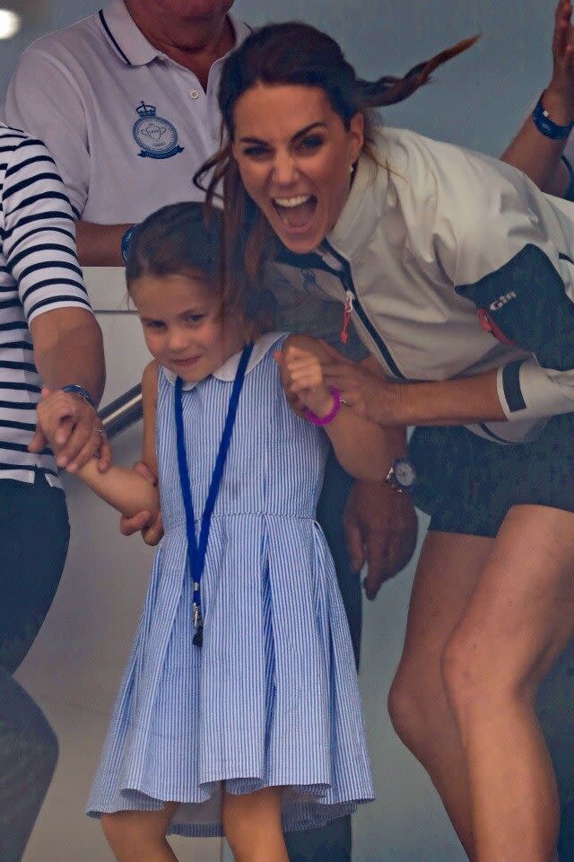 Princess Charlotte and Kate Middleton being goofy at king's cup regatta