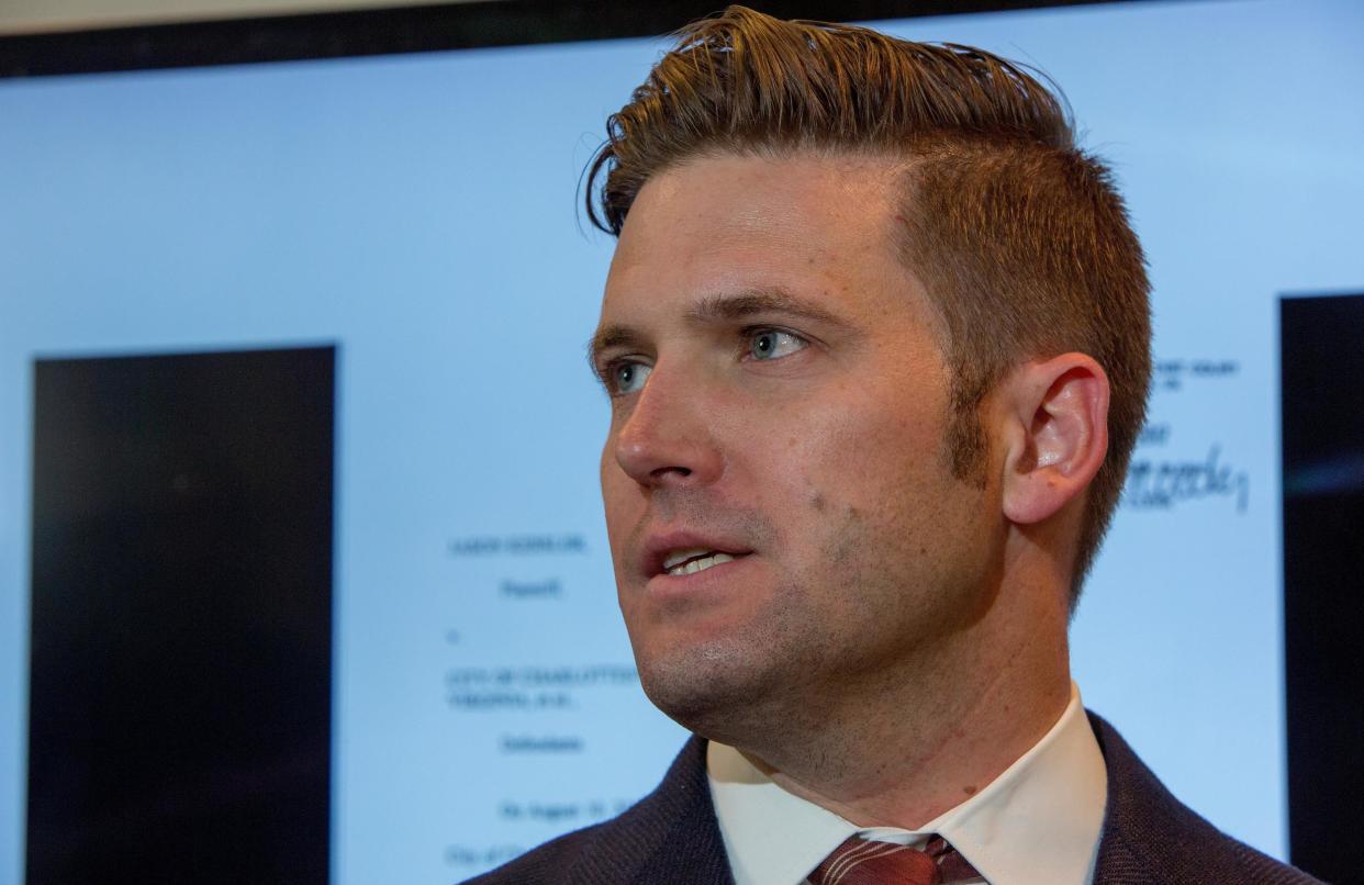 White nationalist Richard Spencer speaks to select media in his office space: Tasos Katopodis