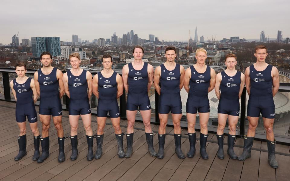 The Oxford men's crew pose prior to the men's crew announcement for the 2017 Cancer Research UK University Boat Races - Credit: Getty Images